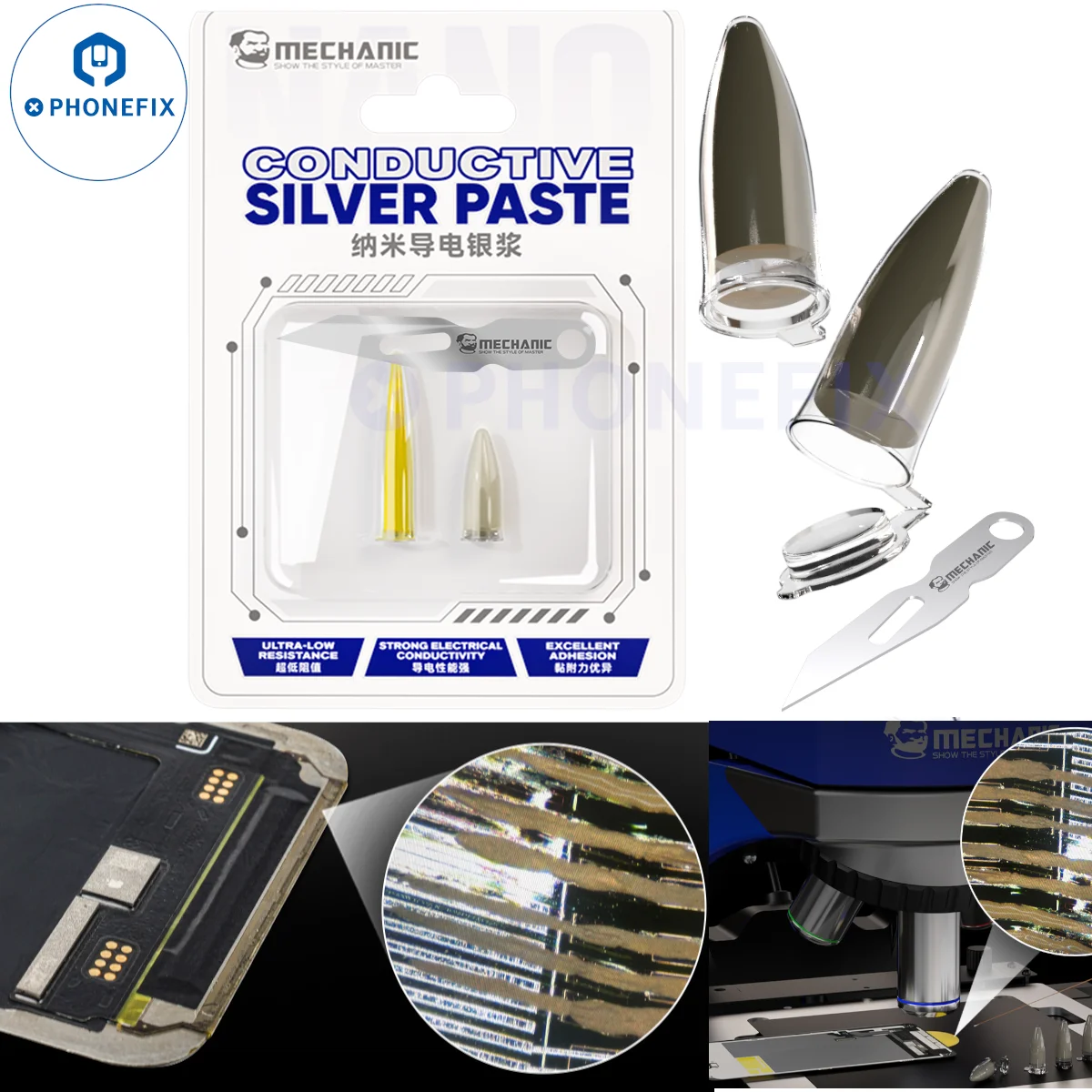 MECHANIC NANO20 Nano-conductive Silver Paste Low Resistance for IPhone Android Lines Green /yellow Screen Circuit Repair Tools