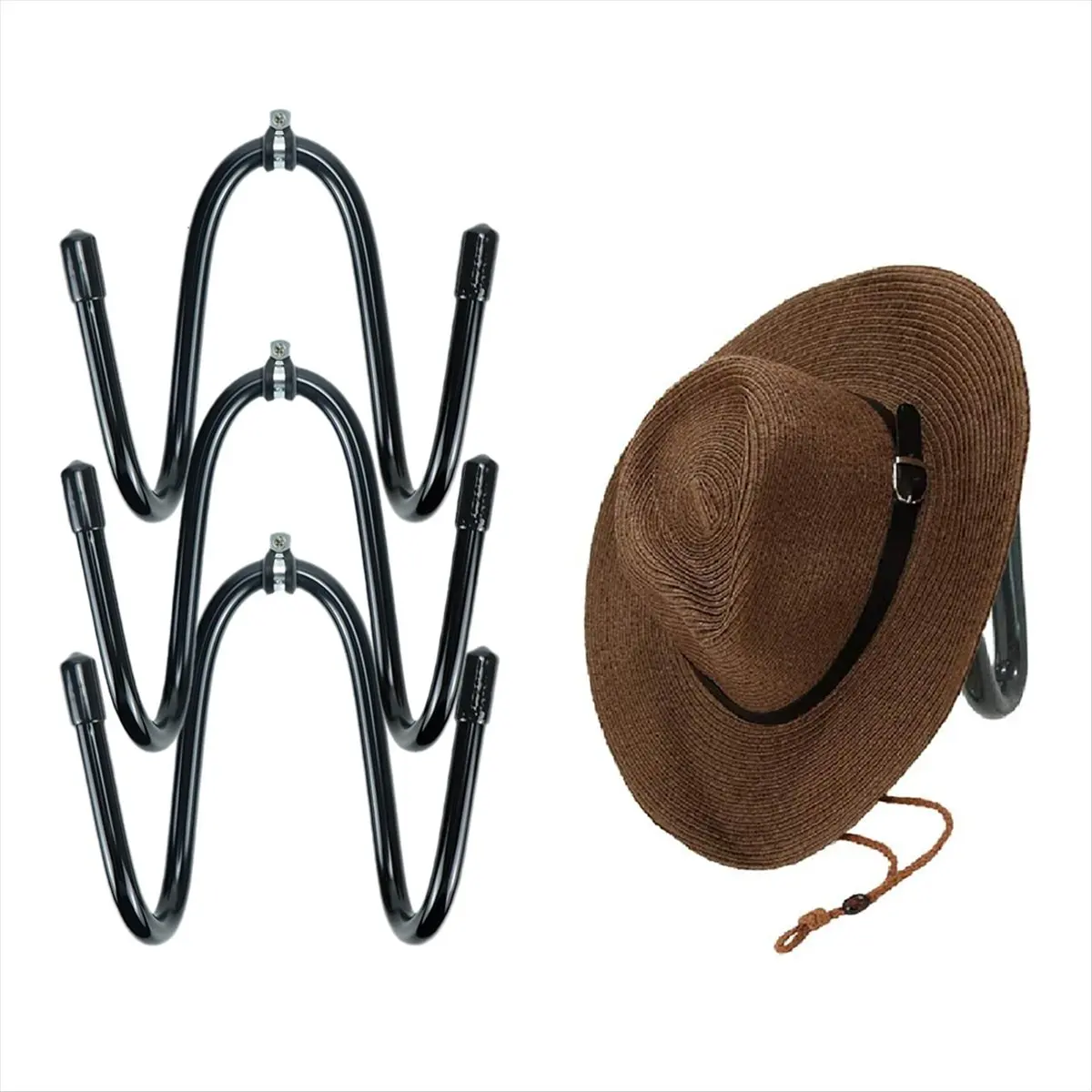 2026 Trend 3 Pack Cowboy Hat Rack Holder for Wall, Adjustable Cowboy Hats Wall Mount Baseball Cap Organizer Hat Hanger(No Hats)