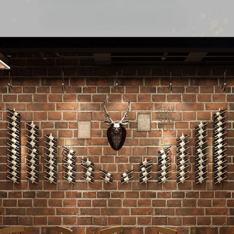 

Bar European wall-mounted wrought iron wine rack Wall-mounted wine rack Wine rack Household