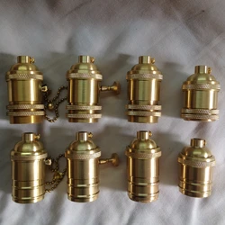 Brass 100% copper Lamp Holder Electric Light Socket Knob or Chain Switch and Threaded Screw Shade Ring Fitter DIY Lighting Base