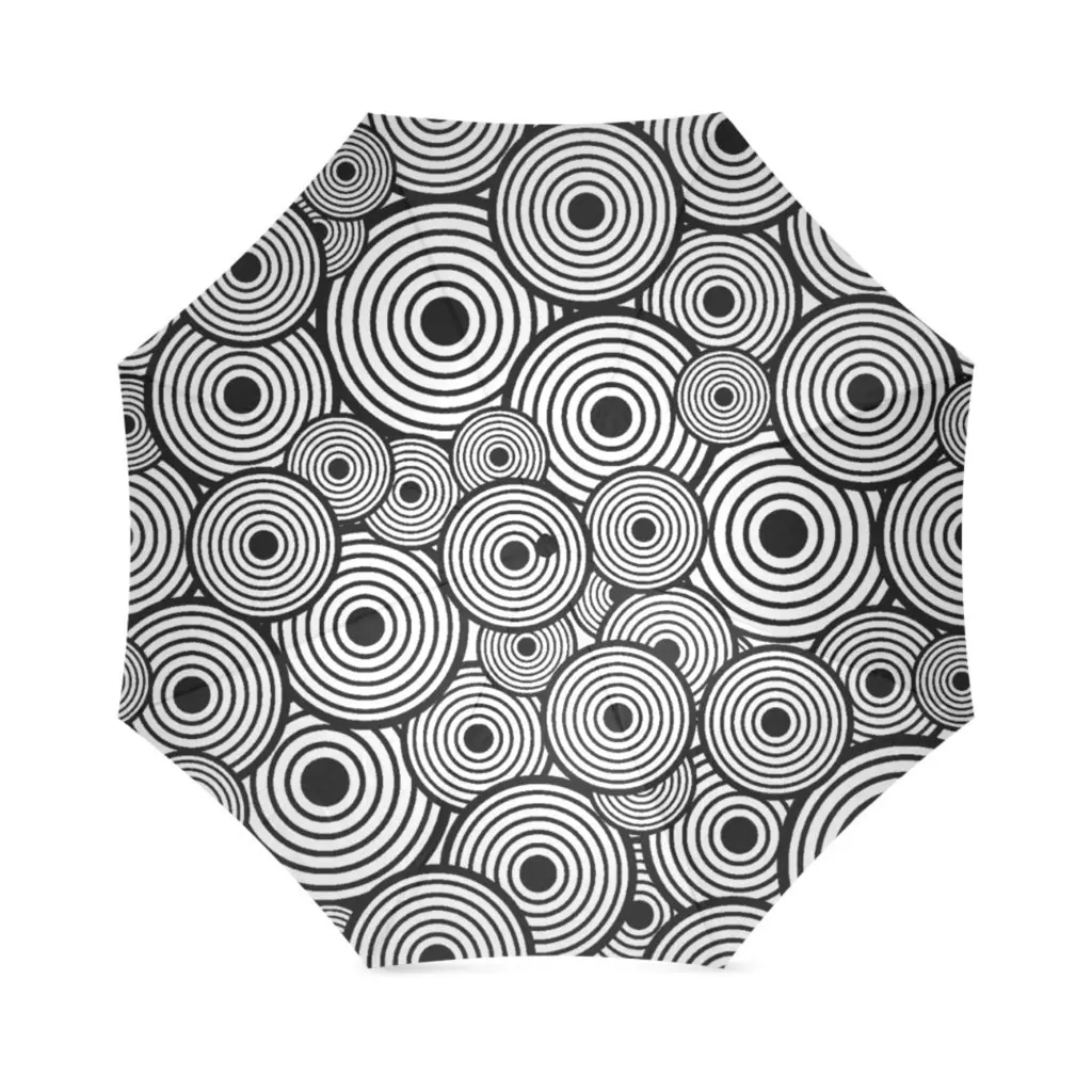 Abstract Geometry Travel Umbrellas Modern Spatial Art Folding Rain Umbrella Windproof Compact Lightweight for Teens Adults Boys