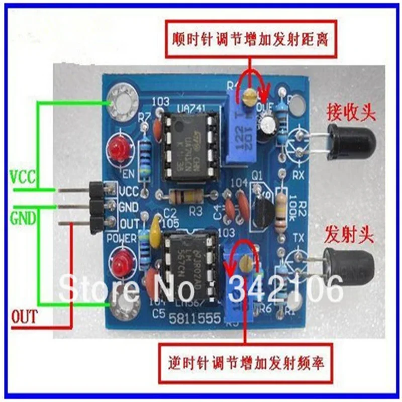 Infrared Obstacle Avoidance Sensor Module with Output Adjustable Distance Indicates 1-80CM