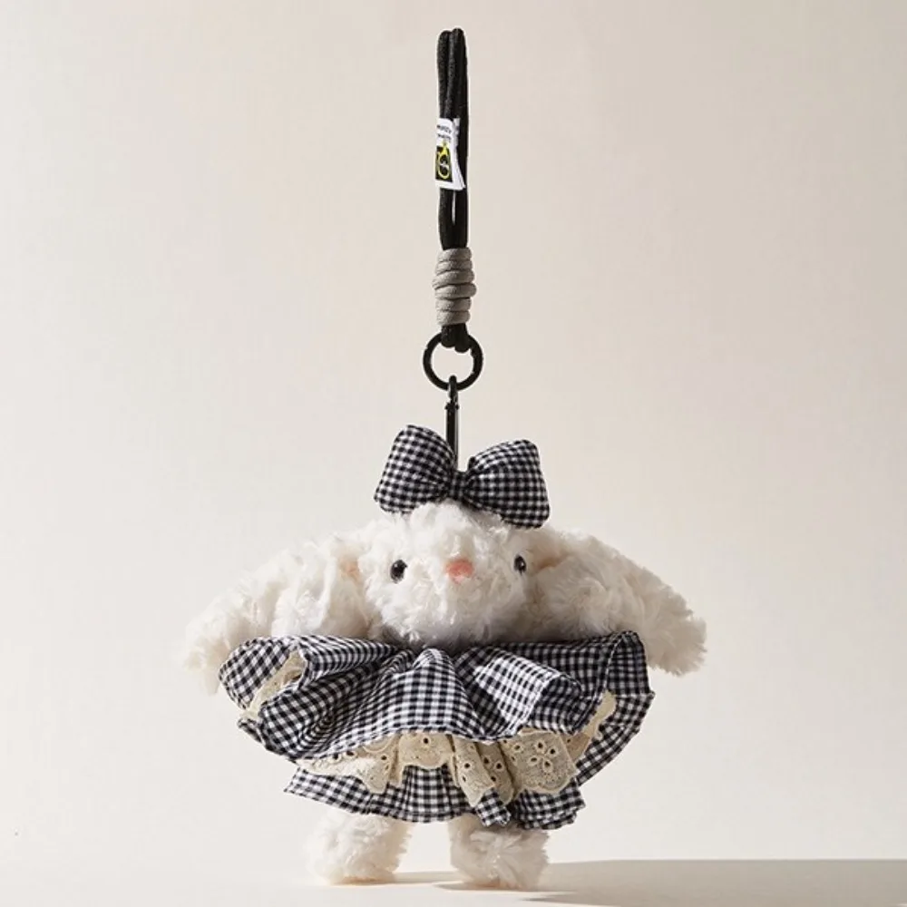 Vestido de princesa dos desenhos animados boneca coelho de pelúcia pingente coelho 18cm chaveiro orelha lop coelho saco charme presente