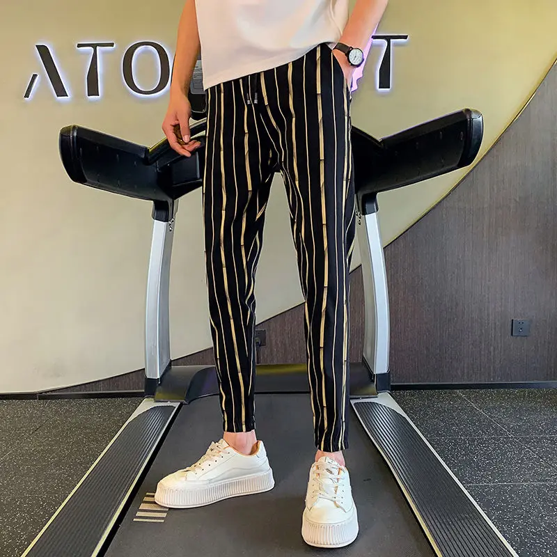 

Striped Men's Casual Pants Original Clothing Streetwear Slacks Harajuku Fashion Trend Xxxl Y2k Plus Size Classic Male Trousers