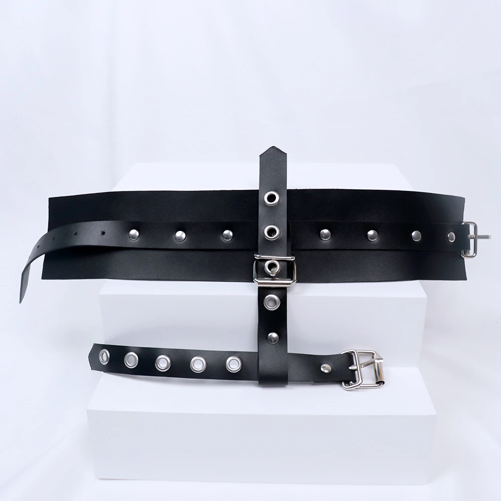 Black Adjustable PU Leather Thumb Bondage Cuffs Hand Slave Bondage Gear Cuffs BDSM Female Lover Adult Game For Couples