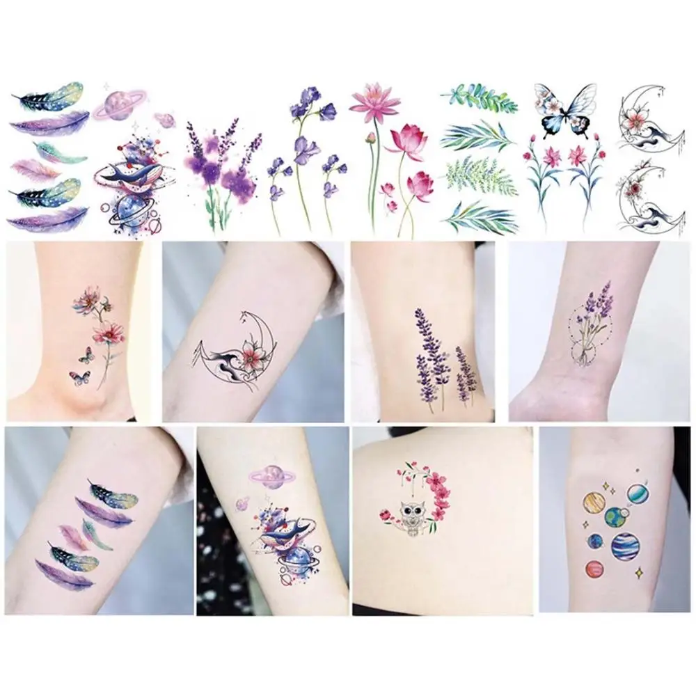Removable Leg Body Art Long Lasting Black Rose Butterfly Design Temporary Decal 3D Body  Sticker Cover Scars