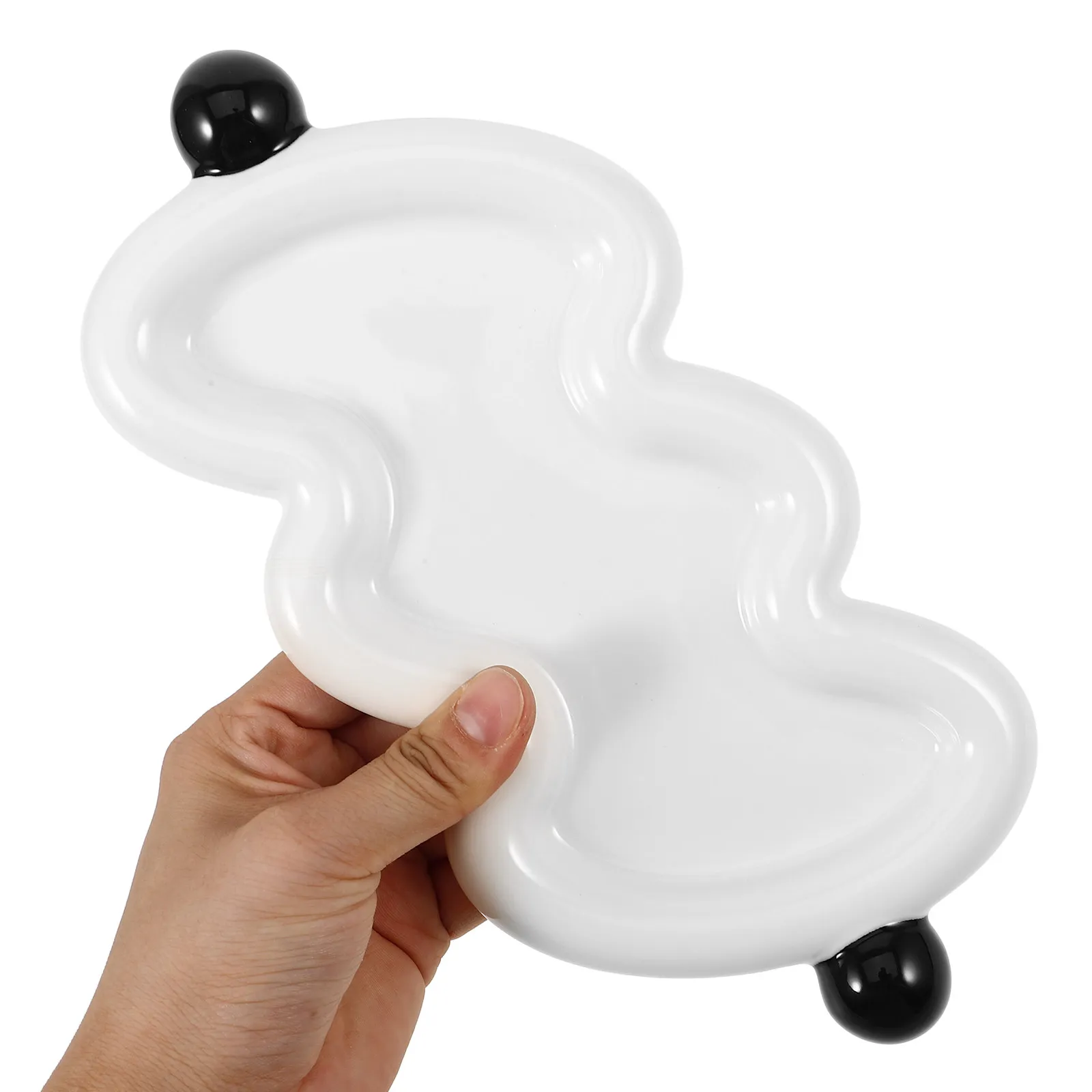 

Ceramic Jewelry Tray Waved Pattern Compact Jewelry Plate Ring Dish for Key Lipstick Storage Desktop Organizer