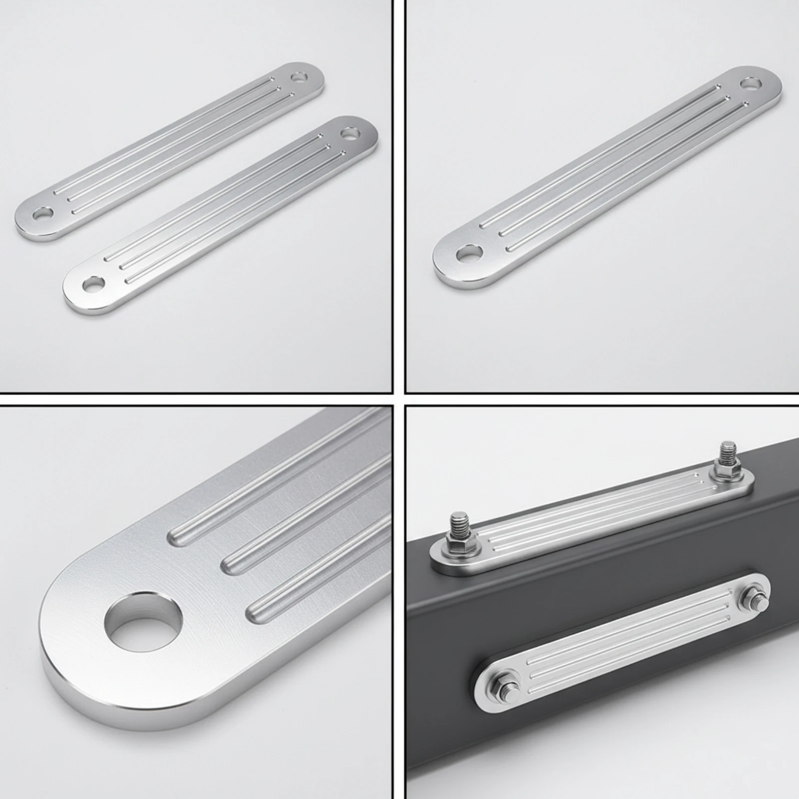 2 Pieces Marine Support Plate Kit Low-Profile Aluminum Backing Plate with Mounting Holes Hardware Rigid Anodized for Boat Owners