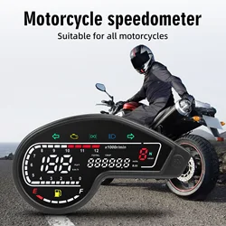 12v universal motocicleta tacômetro digital de popa 12000rpm lcd velocímetro painel com luz sinal volta alarme falha efl