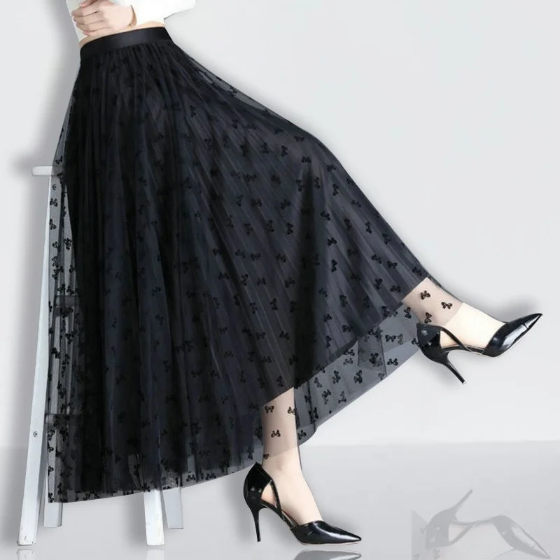 

Юбка трапециевидной формы Bla, миди Dr, женские летние, весенне-осенние, элитные двусторонние плиссированные юбки из марли