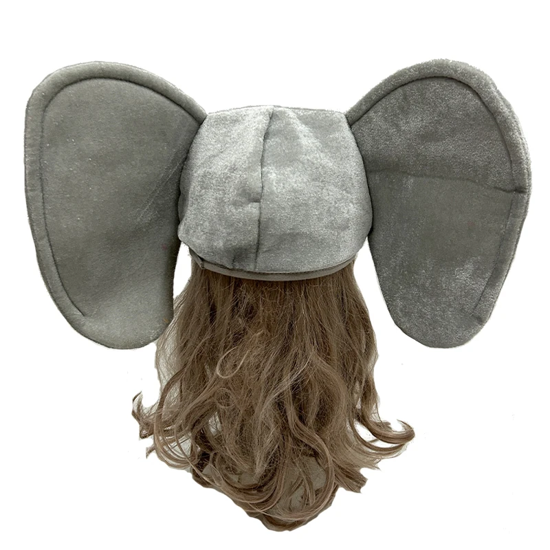 Adult Unisex Funny Halloween Animal Elephant Trunk Caps Plush Adult Stuffed Elephant Costume Hat view 3