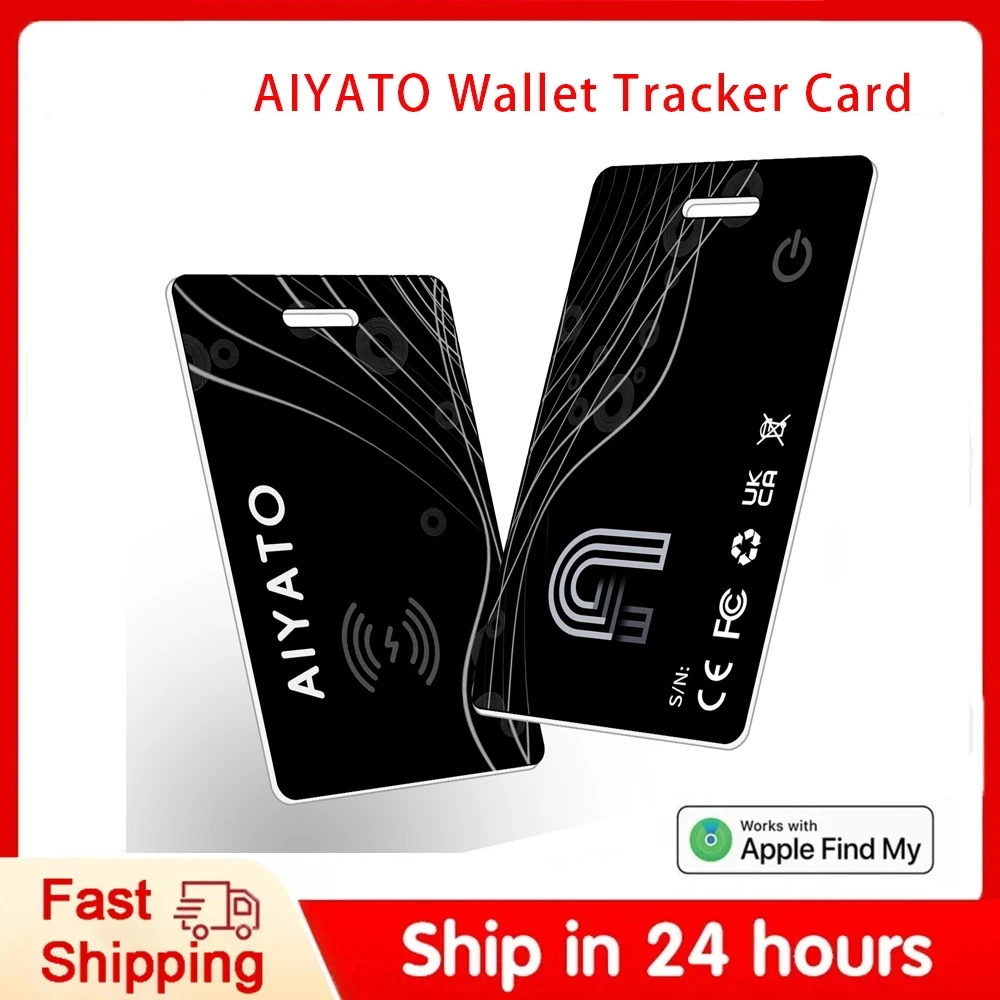 AIYATO Wallet Tracker Card Wireless Charging Location GPS Smart Tag Airtag Funktioniert mit Apple Find My APP Air Tags für IOS