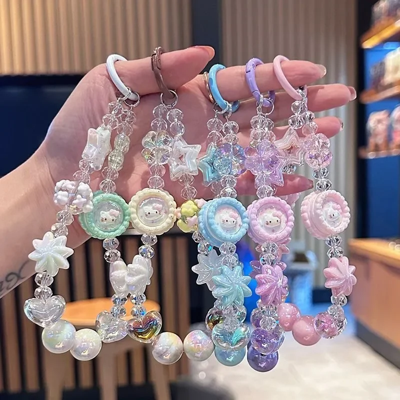 

Creative Hello Kitty Anime Sanrio Girls Mobile Phone Chain Cute Kawaii Diy Wrist String Pendant Decoration Gifts for Girls