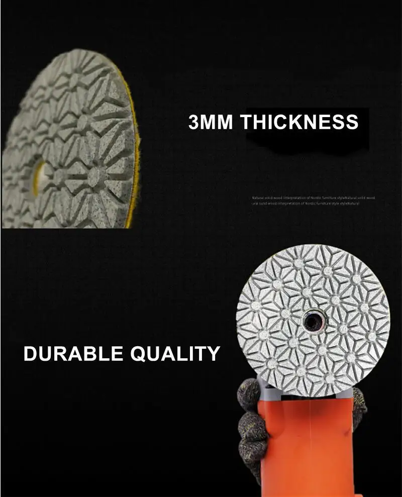 1 Stück 3 Zoll 4 Zoll Diamant-Nasspolierpads Granit Marmor Beton Stein Polierwerkzeuge Schleifscheiben Rad 30 # - 3000 # Ausdauer – Detail 5