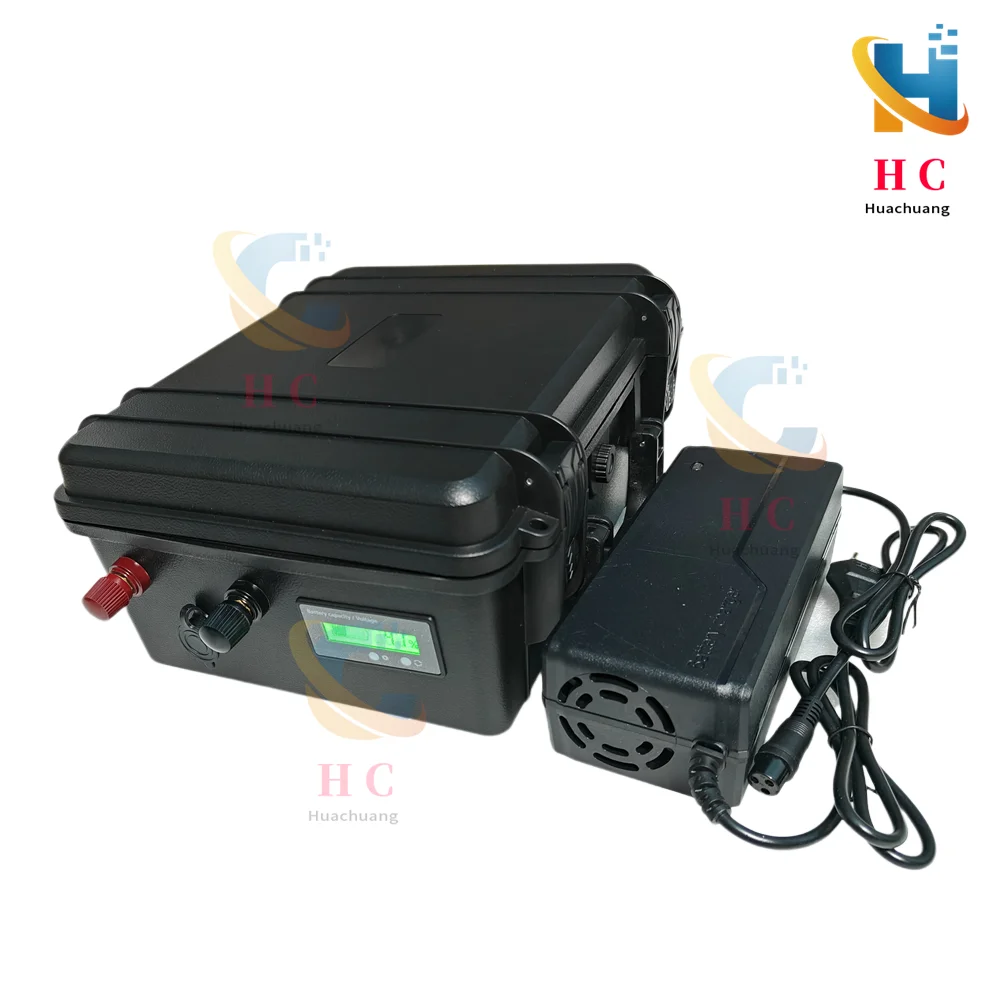 Waterproof 48V 50Ah 60Ah 80Ah 100Ah 120Ah 150Ah 200Ah Lifepo4 battery for boat gem car boat solar system Trolling Motor +Charger