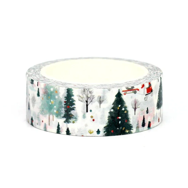 2024 NEW 1PC 10M Decorative Winter Trees and House Washi Tapes for Scrapbooking Journaling Adhesive Masking Tape Cute Stationary