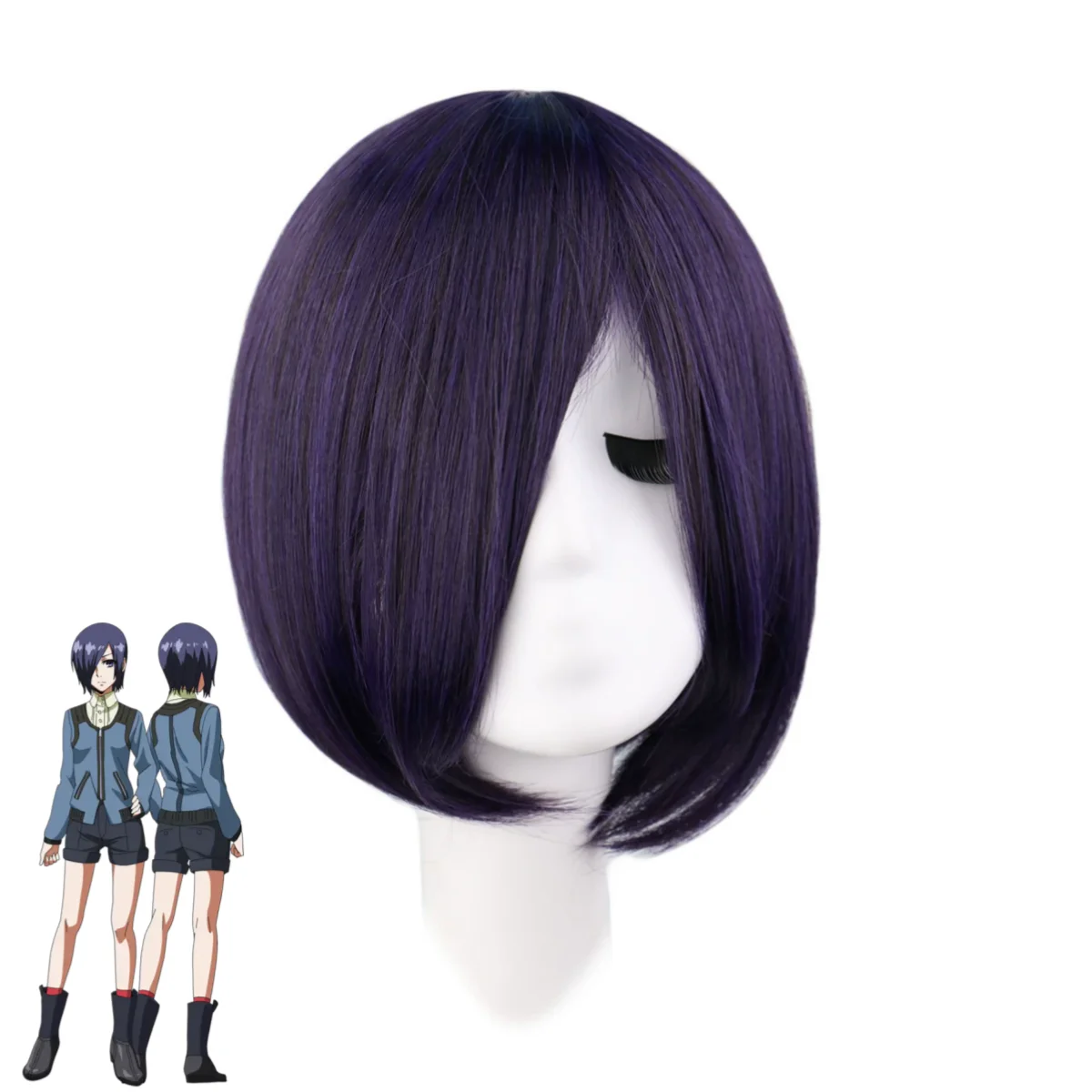 Anime tokyo ghoul touka kirishima cosplay traje azul mangas compridas casaco camisa peruca adulto homem mulher sexy carnaval terno