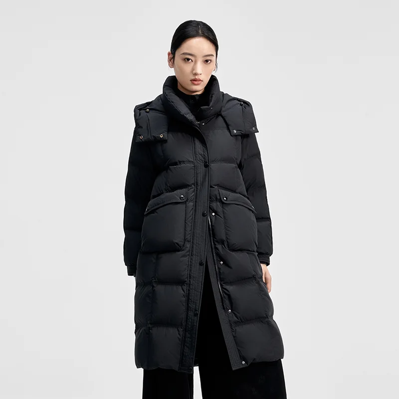 Chericom longo para baixo jaqueta pato para baixo enchimento feminino com capuz jaquetas solto-ajuste moda casual quente casacos femininos y309167y