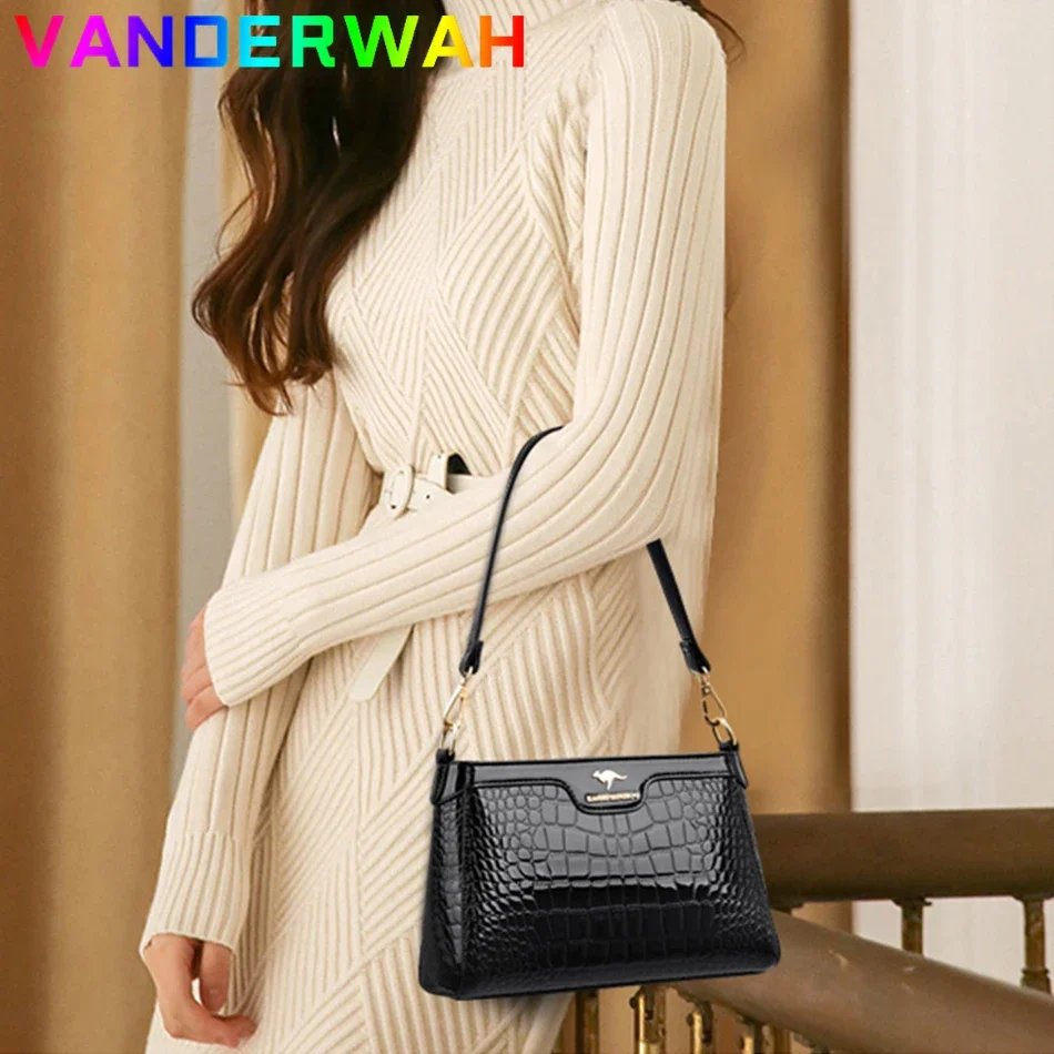 Luxury Crocodile Patent Leather Shoulder Crossbody Bag for Women 2024 Designer Handbag and Purse Female Small Phone Sac A Main