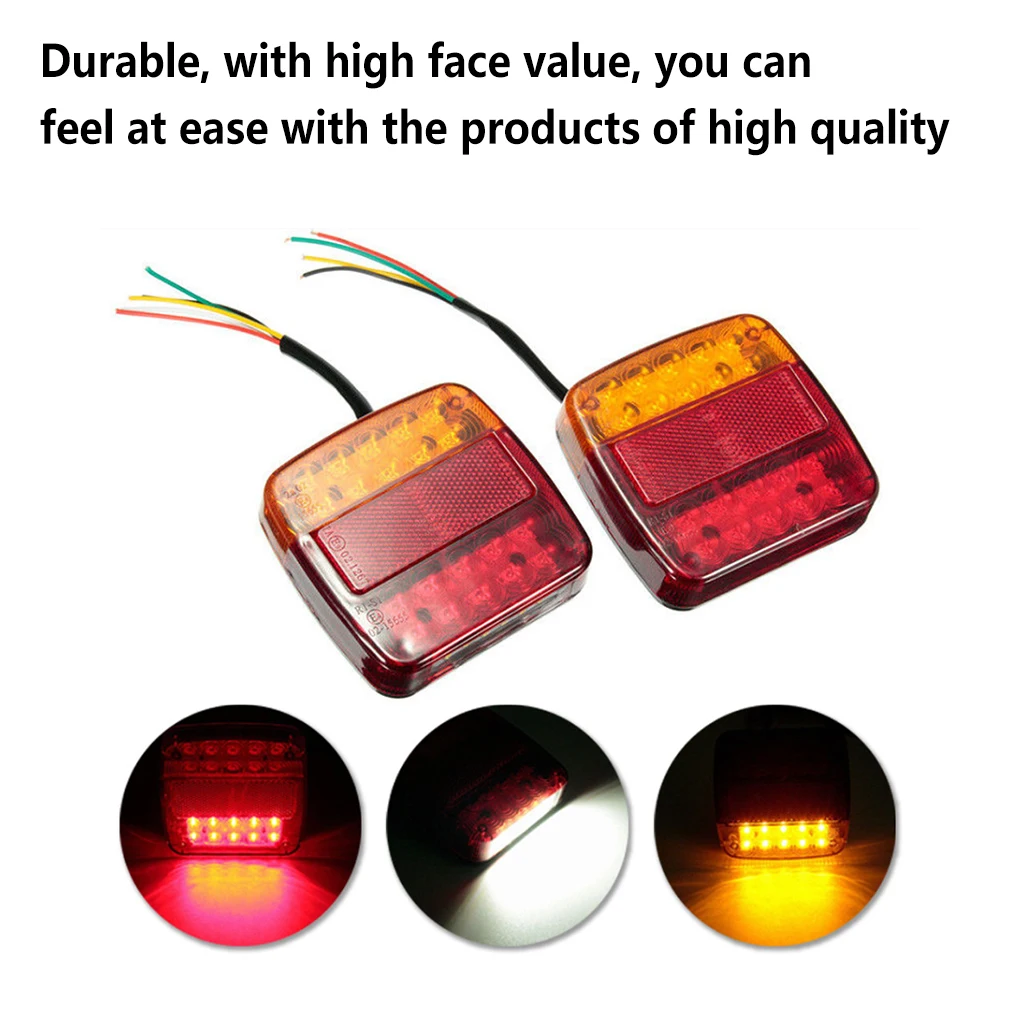 12V Trailer Tail Light Outdoor Driving Security Truck Taillight Warning Signal Square Lighting Rear Lamp Replacement