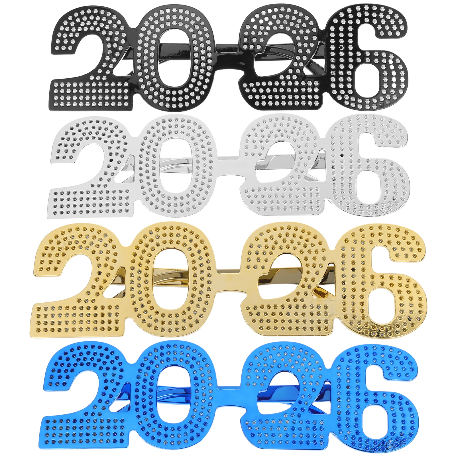 

4 Pcs 2026 Glasses Nye Party Taste New Year Photo Eyeglasses Colorful Props