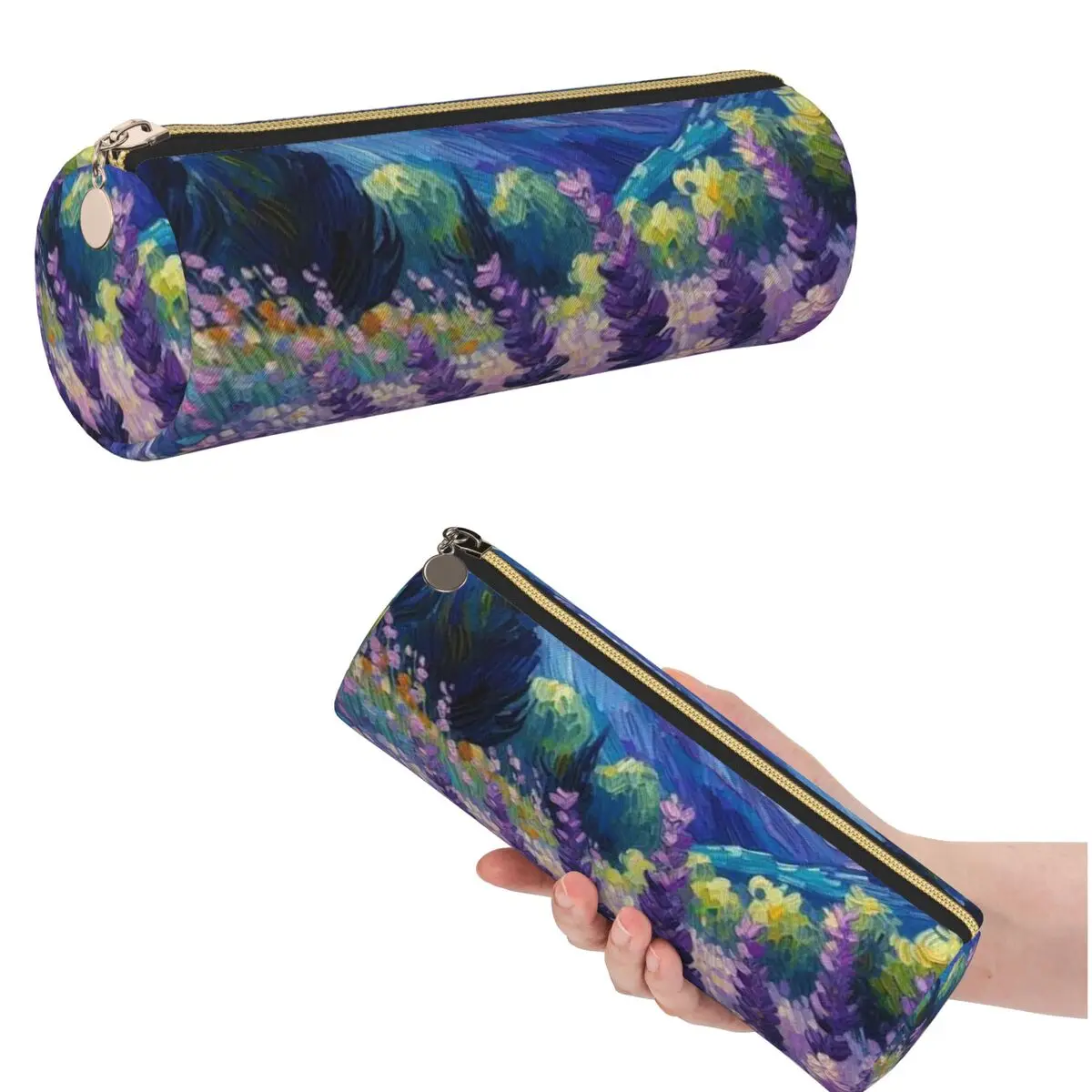 Federmäppchen mit lila Lavendelblüten, Ölgemälde-Motiv, für Studenten, Geschenke, Stiftbox, Bleistiftbeutel, Schreibwaren, Stifthalter-Tasche