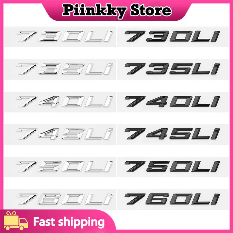 New Font Numbers Letters 730Li 735Li 740Li 745Li 750Li 760Li ABS Emblem for 7 Series Car Trunk Nameplate Logo Sticker