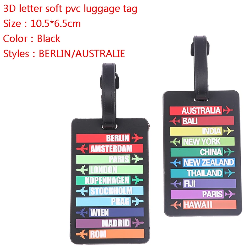 

Creative 3D Letters Soft PVC Luggage Tag Travel Backpack Luggage Tag Portable Label Travel Accessories Baggage Boarding Tag