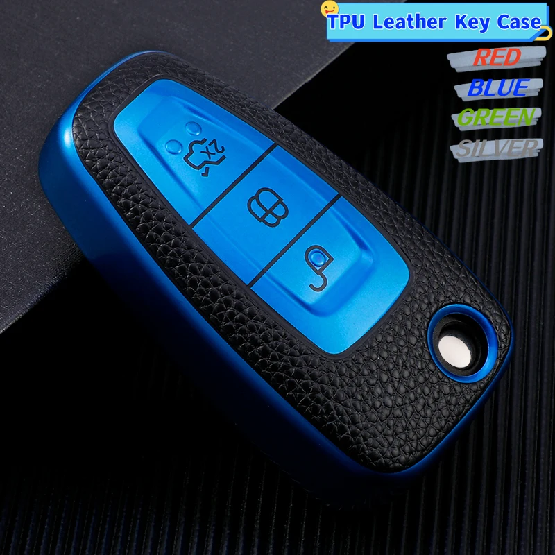 Auto Key Holder Leather TPU Car Key Case Cover For Ford Ranger C-Max S-Max Focus Galaxy Mondeo Transit Tourneo Custom
