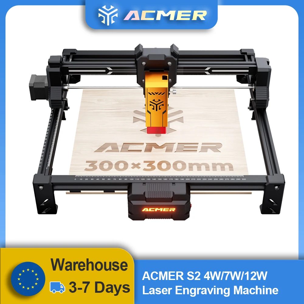 

ACMER S2 Laser Engraver and Cutting Machine Blue Light Diode Working Area 300x300mm CNC Wood Cutting tools DIY Logo Printer