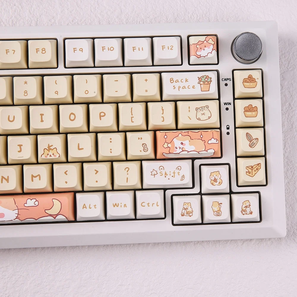 Imagem -04 - Cute Hamster Cartoon Tema Keycaps Xda Perfil Pbt Dye-sub 61 64 84 96 98 104 Chaves Gaming Teclado Mecânico 131 Chaves