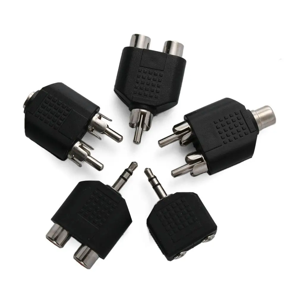 3.5mm To Double RCA Female Male Jack Y Splitter Audio Adapter Converter Black TV Audio Video Adapter Accessories