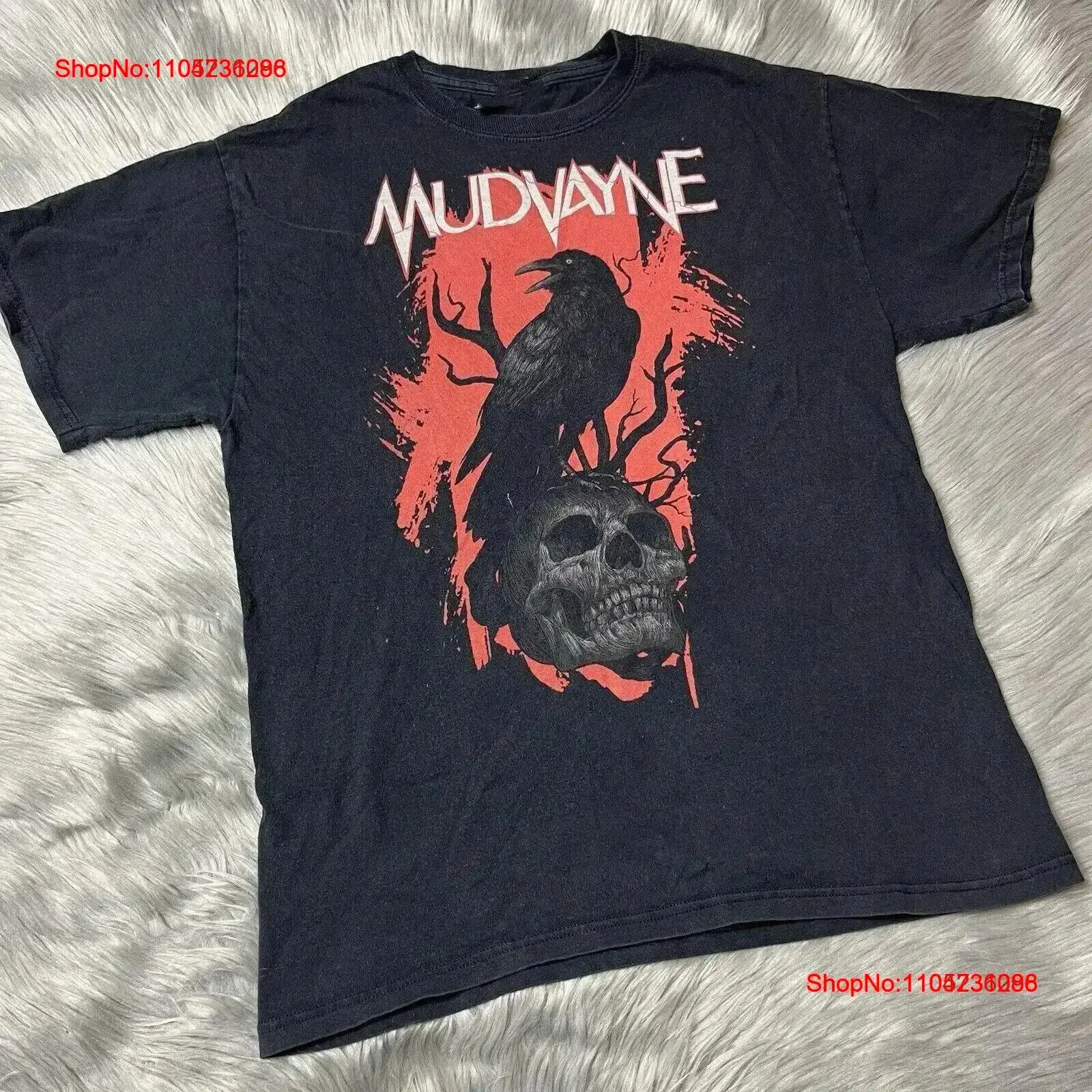 Mudvayne Nu معدن أسود أحمر الغراب الجمجمة تي شيرت S 5Xl BT386 خمر غسلها مريحة للارتداء اليومي لينة قليلا