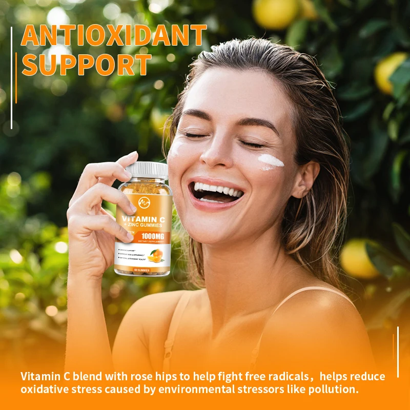 Minch Vitamin C gummies 1000 mg Nutritional Supplement Antioxidants Promote Skin Hair Nails and Immune Health