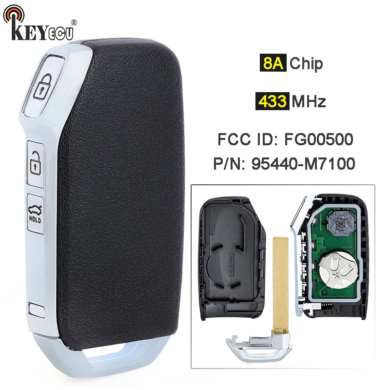 KEYECU 433MHz 8A Chip PN: 95440-M7100 FCC ID: FG00500 Keyless-Go Smart Remote Car Key Fob for Kia Cerato 2019 2020 2021 