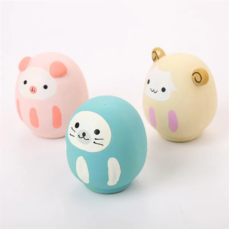 Dog Chew Toys Egg-shaped Latex Toys Cute Styling Teeth Cleaning Pet Supplies Dog Gnawing Vocal Toy Dolphin Pig Sheep Expression