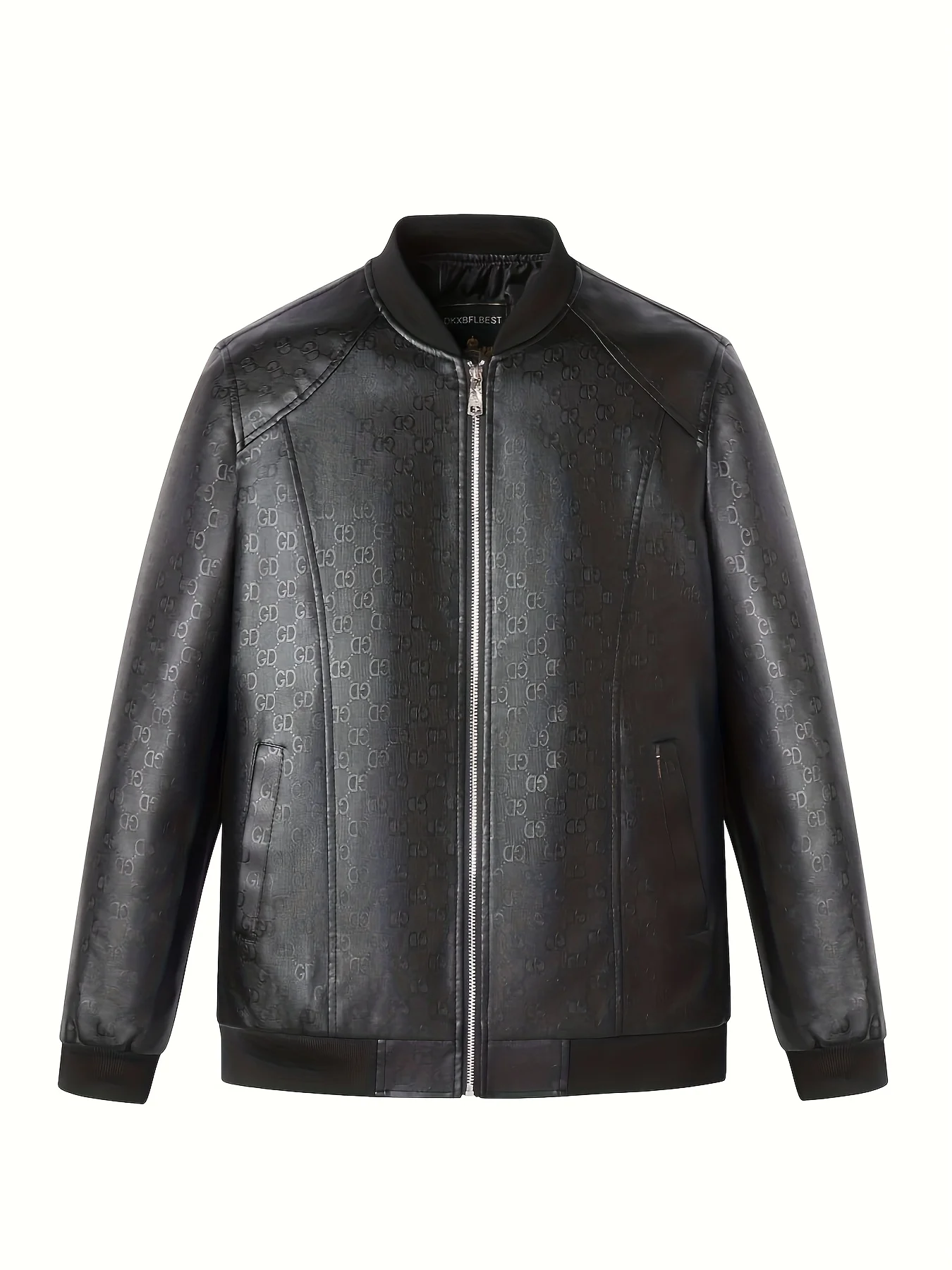 

Autumn and Winter Men's Threaded Baseball Collar Pu Leather Jacket