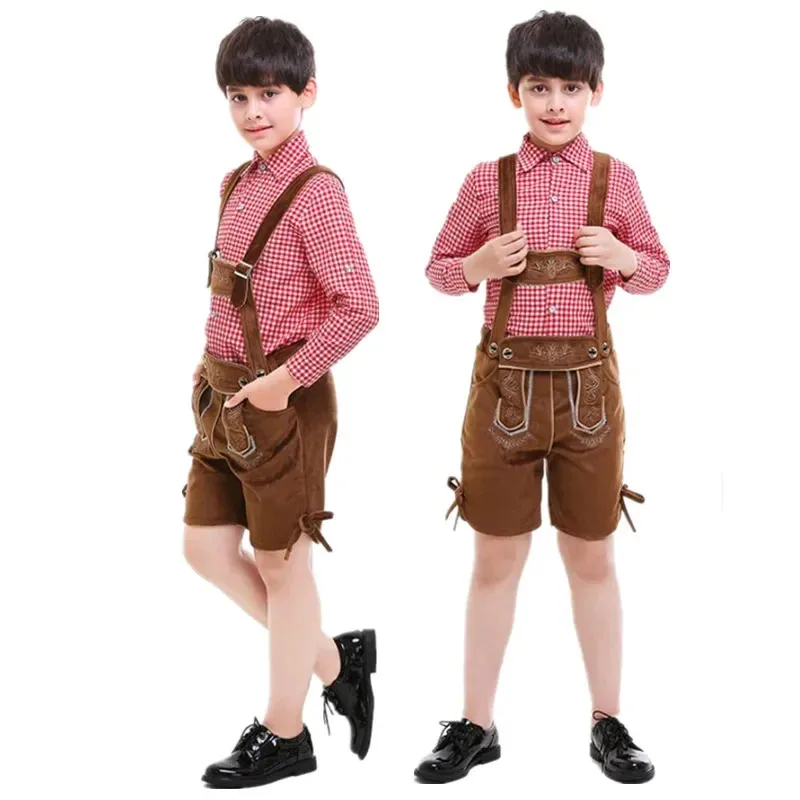 

Kids German Oktoberfest Bavarian Kids Boys Lederhosen Beer Guy Costume Halloween Party Cosplay Stage Show Fancy Costumes