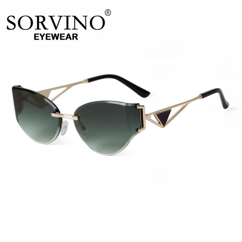 SORVINO موضة العلامة التجارية مصمم عين القط بدون شفة النظارات الشمسية النساء UV400 التدرج الأزرق معكوسة المضادة للخدش نظارات شمسية الإناث