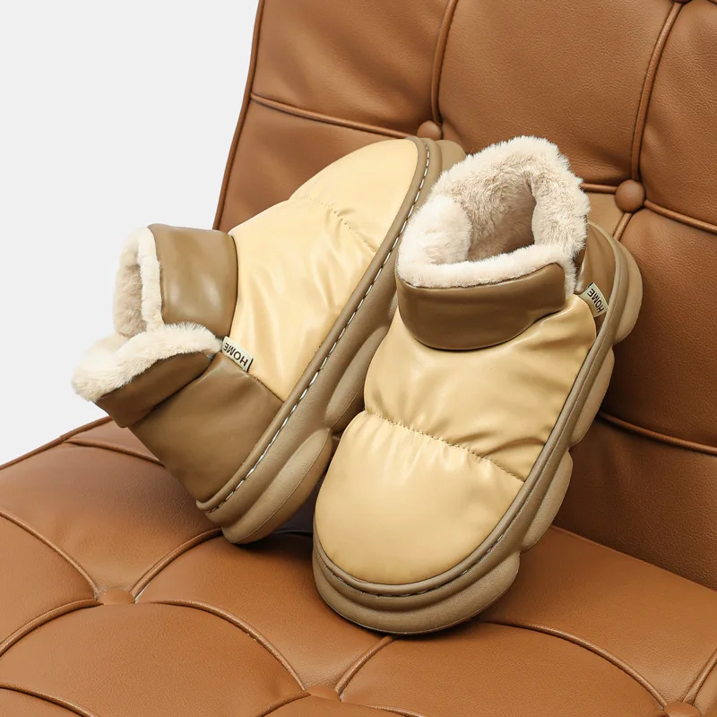 Comwarm New Waterproof Snow Boots Fashion Soft Sole Platform Shoes Winter Warm House Plush Shoes With Arch Support Non-slip Boot