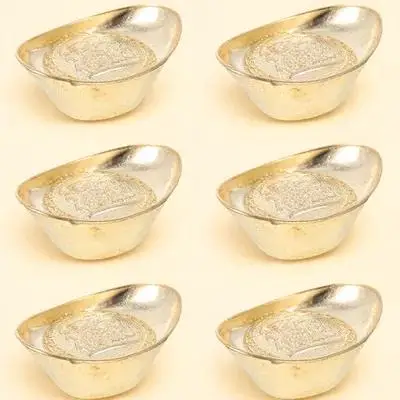 

6Pcs Gold Ingot Adornment Creative Desktop Decor for Office Home Exquisite Mini Golden Ingot Craft Wealth Luck Decoration