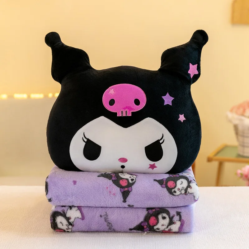 Sanrio Kuromi My Melody Cartoon Pillow Blanket Two-in-one Car Dual-purpose Air Conditioner Company Nap Blanket Girl Gift