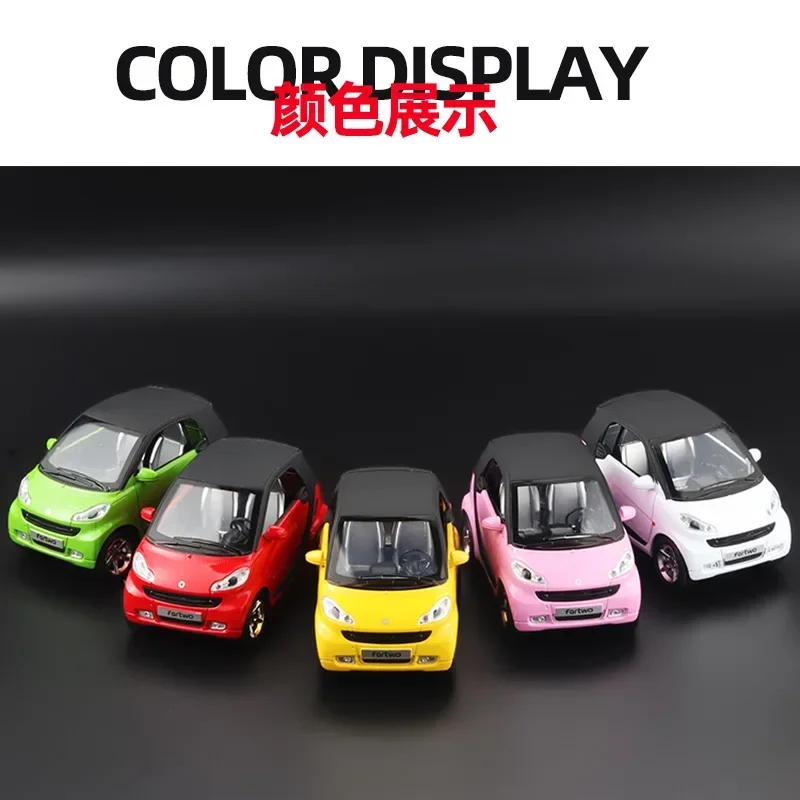 1:32 Benz SMART Cute Alloy Model Car Metal Diecast Car Simulation Sound And Light Pull Back Toy Car For kids Collection Gifts