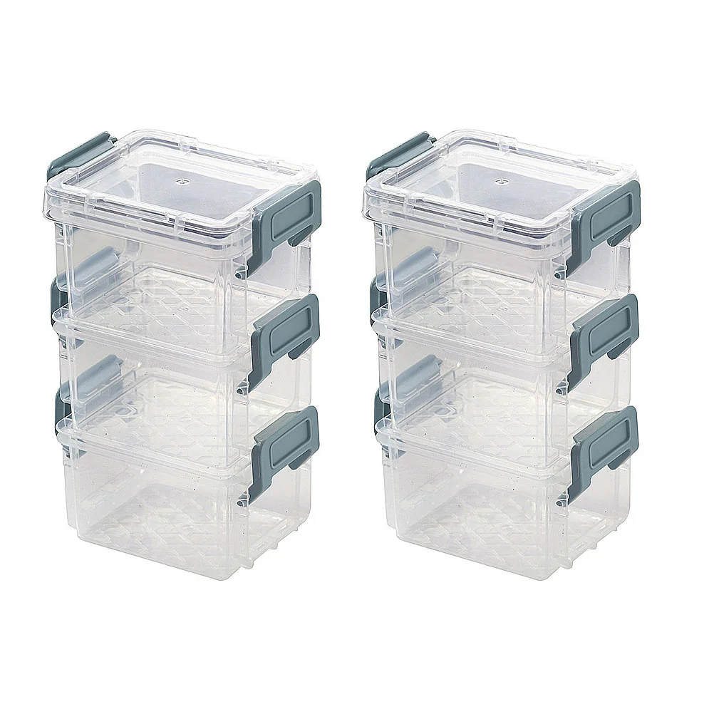 

6 Pcs Transparent Storage Box Bins Plastic Desktop Organizer Case Sundries Container Jewelry Travel