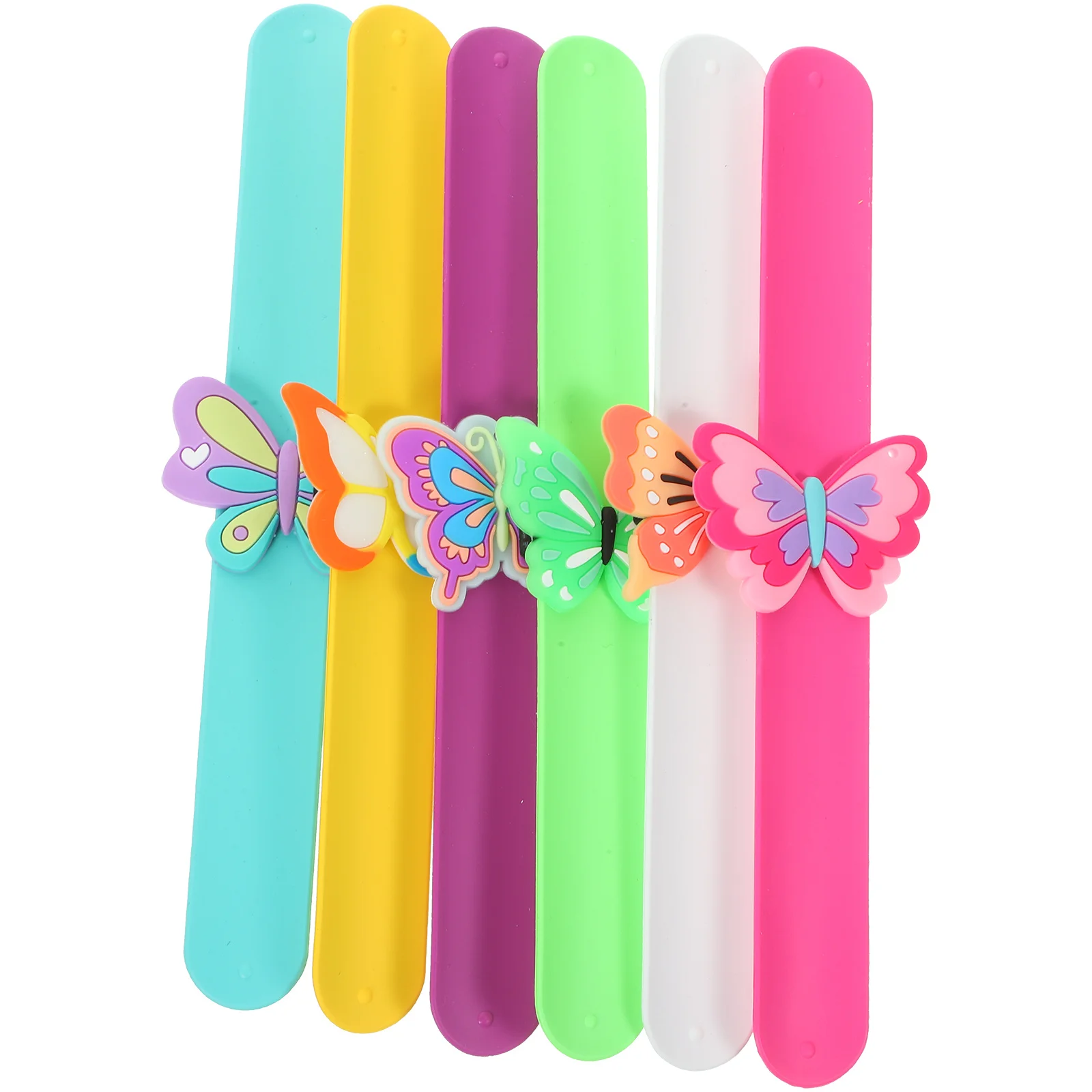 

6Pcs Silicone Slap Bracelet Cute Butterfly Pattern Snap Wristbands Compact Light for School Costume Parties Decor