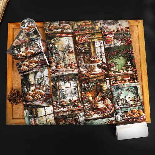 Imagen 2 del producto 80mm * 204cm Vintage Navidad panadería paisaje Washi cinta creativa DIY diario Material Collage álbum de recortes papelería
