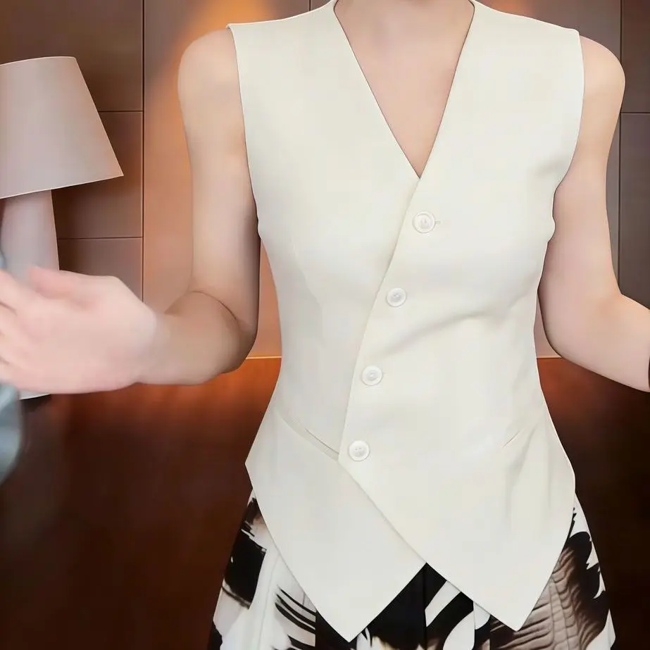 Vest advanced sense 2026 sleeveless suit vest foreign summer fashion new slim top vest women