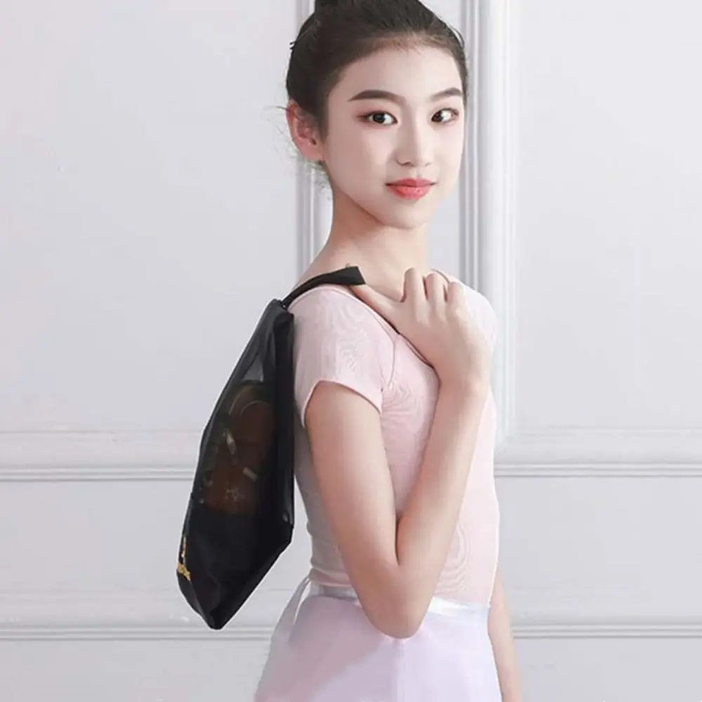 

Breathable Latin Dance Shoe Bag Black Color Handbag Ballet Organizer Bags Net Bag with Zipper Mesh Dance Pouch Adult Children
