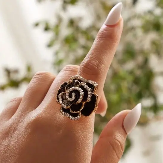 

1PCS Elegant and Fashionable Flower Rose Ring Multi layer Multi color Flower Spring Series Handmade Ring Valentine's Day Gift