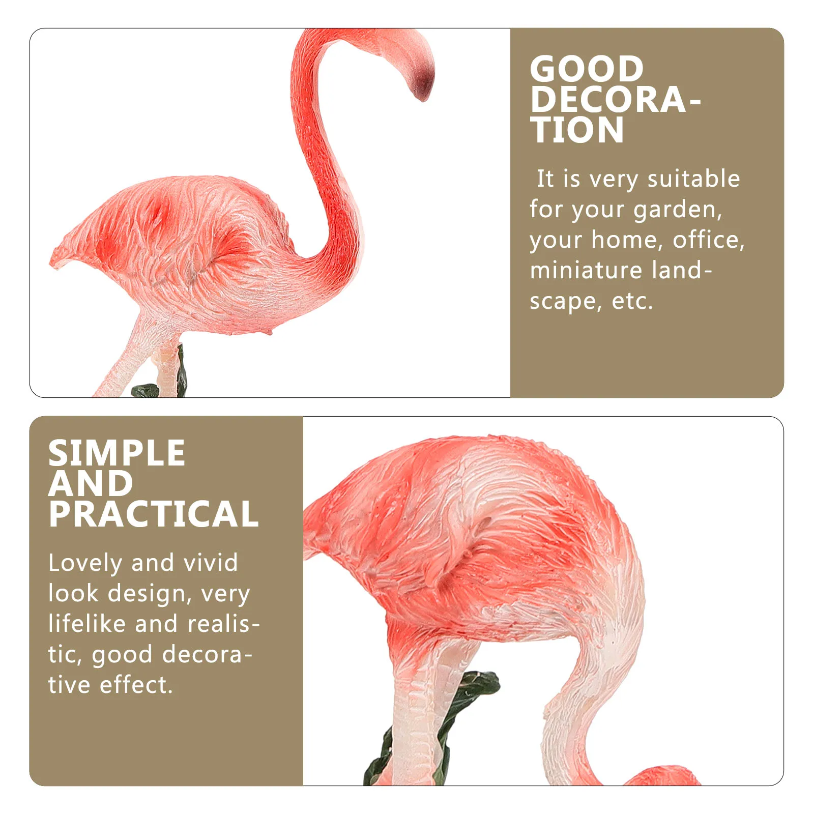

2Pcs Flamingo Statues Pink Color Realistic Durable Outdoor Garden Decor Lawn Pot Plant nament Yard Art Craft Prop Resin